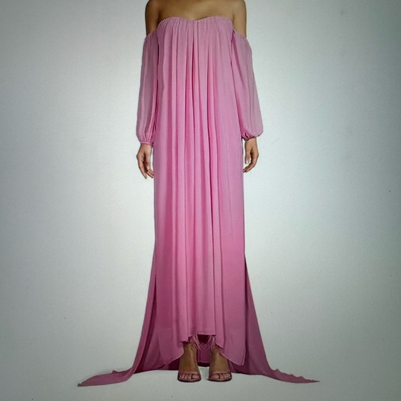 Antonio Melani Gown🩷Gorgeous Lily Crepe Chiffon Sweetheart Neckline Flowy Gown💕 - Picture 4 of 15